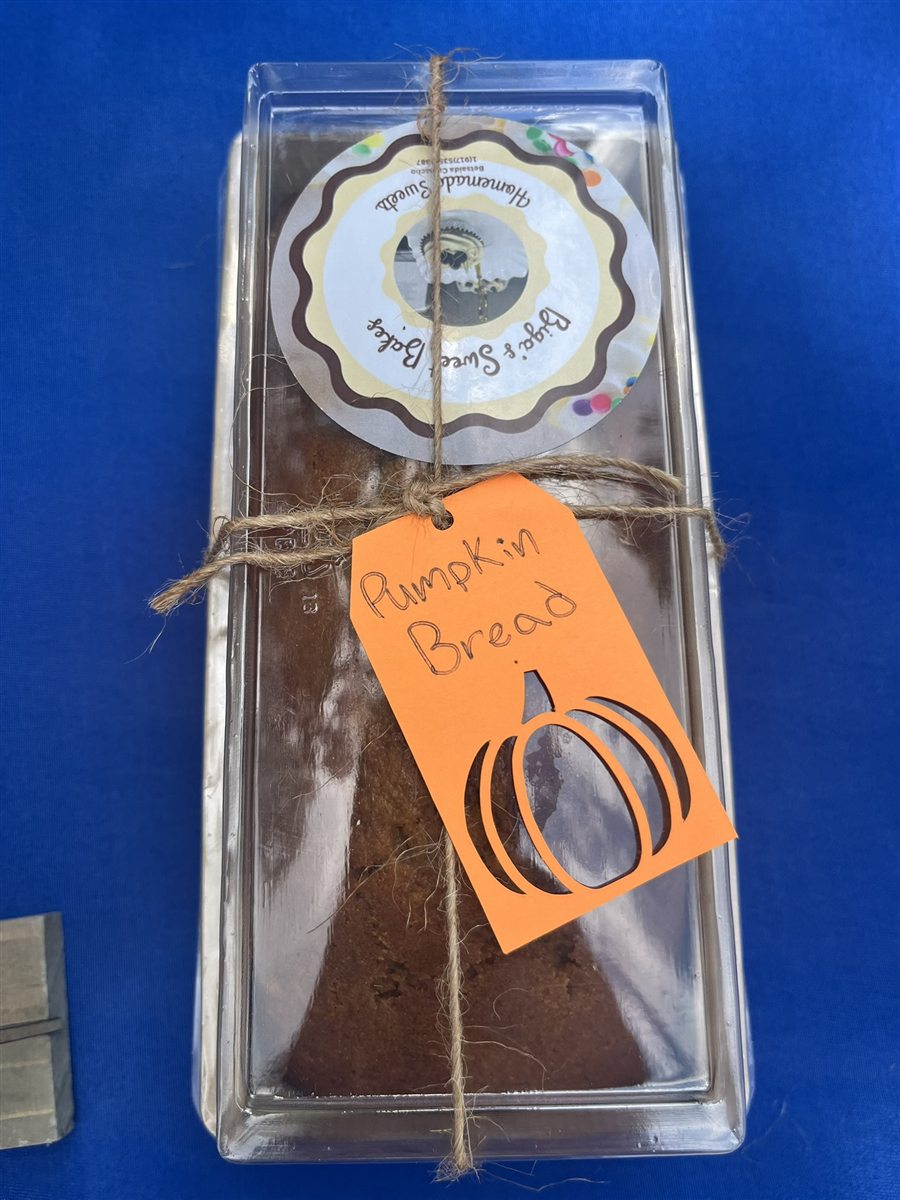 Seasonal pumpkin bread in gift packaging